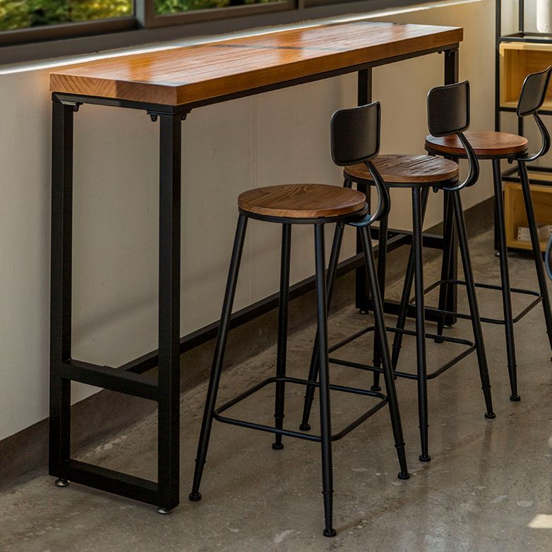 1/4/5/7 Pieces Industrial Iron Bar Table Set Rectangle Pine Wood Bistro Set with Footrest