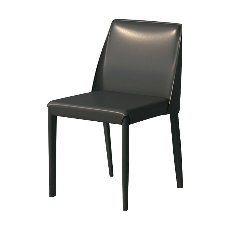 Silla auxiliar Parsons contemporánea, silla sin brazos curvada de cuero con acabado mate para Brasserie