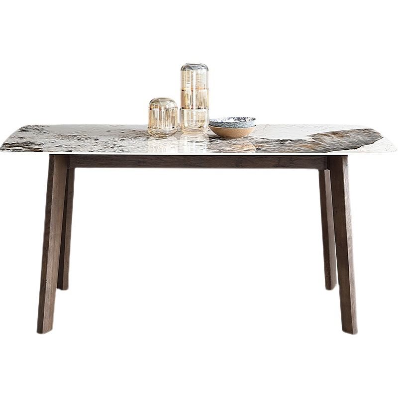 Mid-Century Dining Table for Home Stone Top Table with Wooden Frame