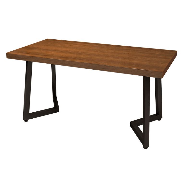 Table à manger industrielle table en bois massif en pin avec piédestal double noir pour le dîner de cuisine à domicile
