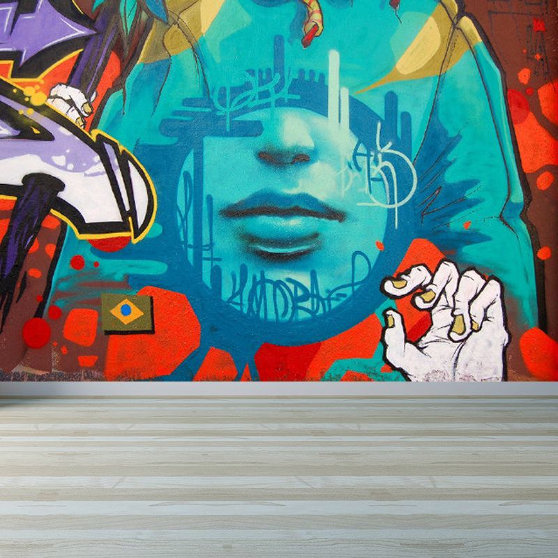 Peinture murale graphique aux couleurs douces, résistante aux taches, décoration murale contemporaine pour salon