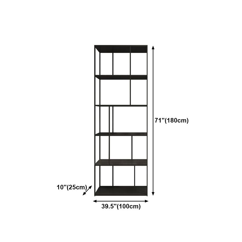 4-Shelf Black Etagere Bücherregal zeitgenössischer offener Eisenrahmen und Regal