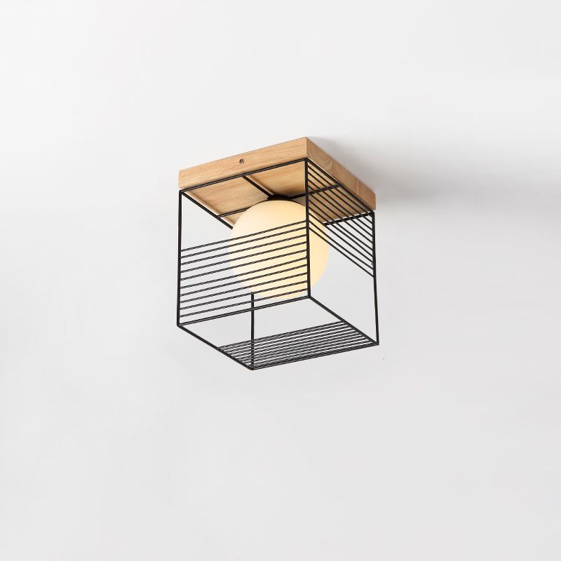 Moderno Vaciado geométrico de la luz de madera del techo de la luz del techo de la luz del techo con sombra acrílica, Beige