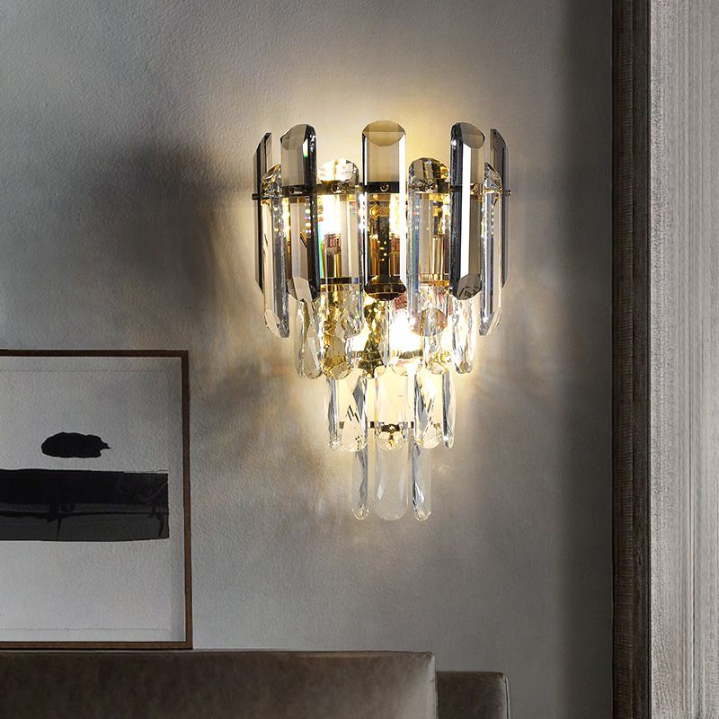 Postmodern Wall Light Geometric Crystal 16" High Wall Sconce for Bedroom