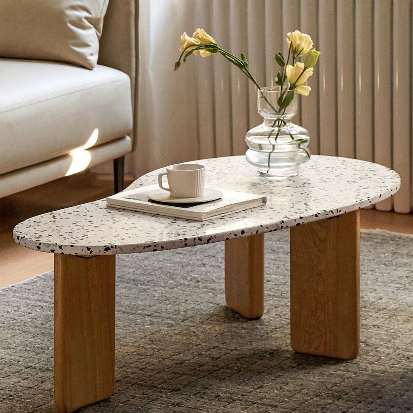 3 Legs Coffee Table Stone Geometric Coffee Coffee or End Table