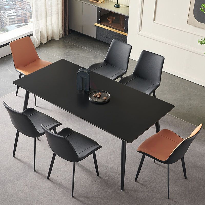 Industrial Kitchen Dinner Table Stone Rectangle 4 Legs Dining Table