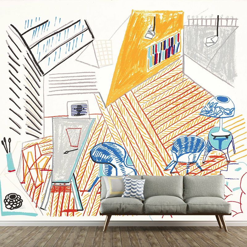 Artworks Studio Interior Murals Artistry Smooth Wall Decoration in Yellow for Home