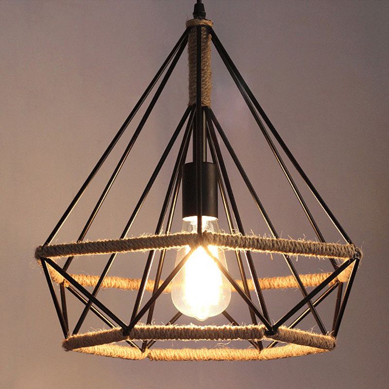 Lampadella in stile diamante in stile industriale retrò sala da pranzo in ferro battuto