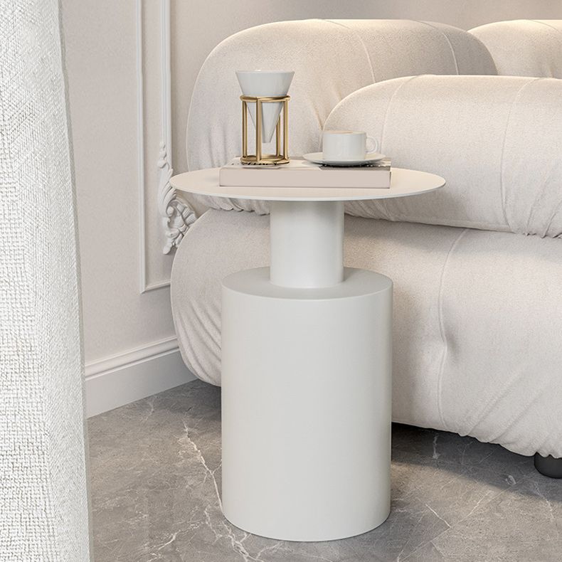 Mid-Century 19.7" Tall Pedestal End Table Round Metal Side Table