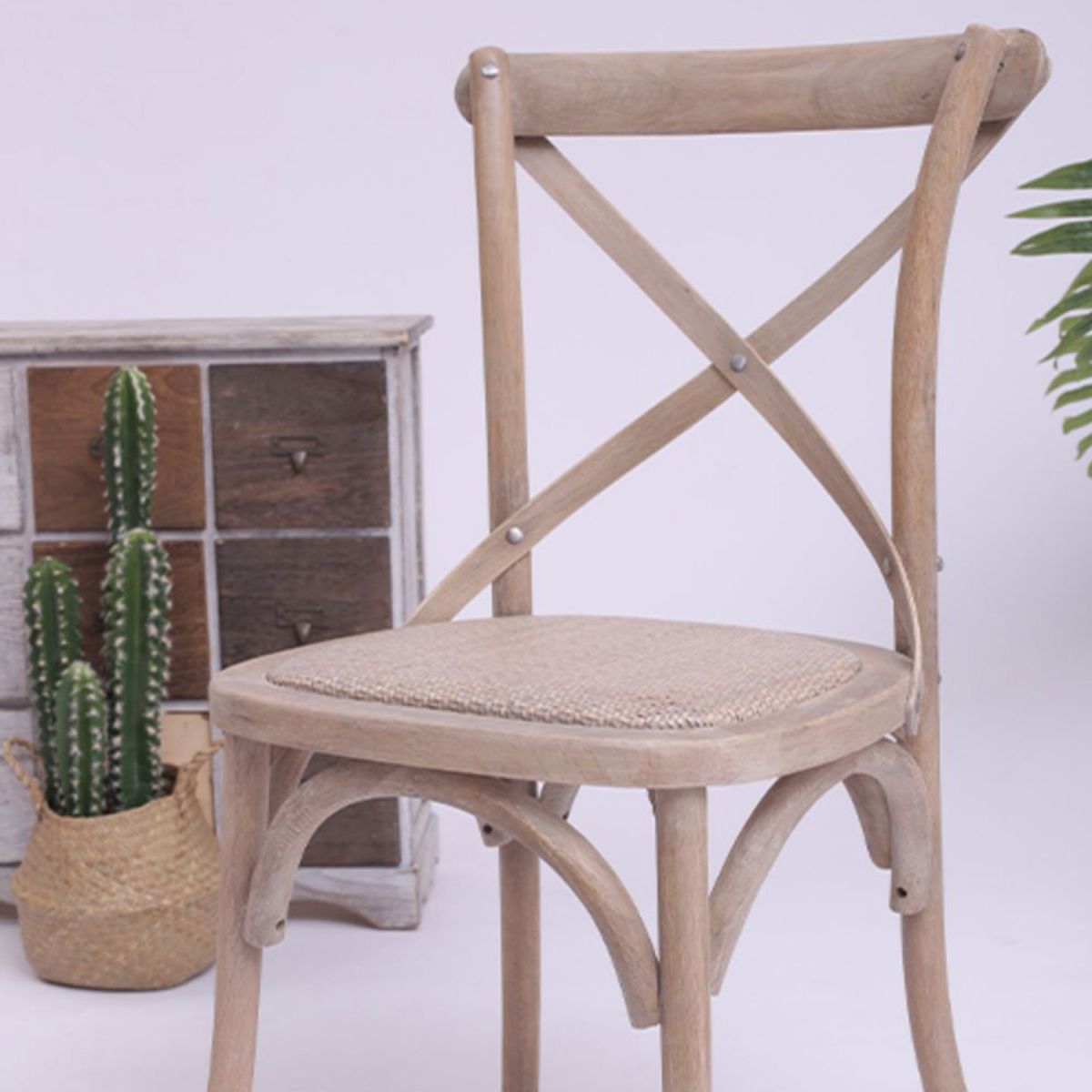 Solid Wood Traditional Dining Room Chair Matte Finish Cross Back Side Chair