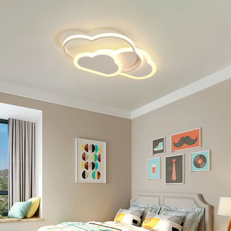 Cloudy Bedroom Ceiling Mount Light Acrylic Childrens LED Flush Mount Lighting Fixture
