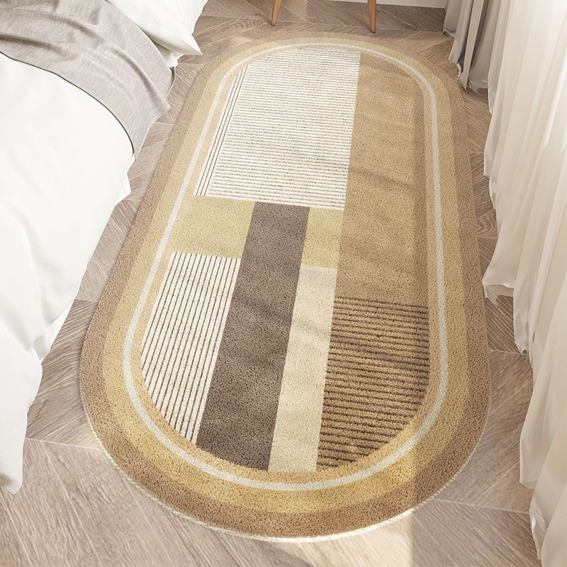 Brown Modern Rug Polyester Streak Area Rug Washable Indoor Rug for Living Room