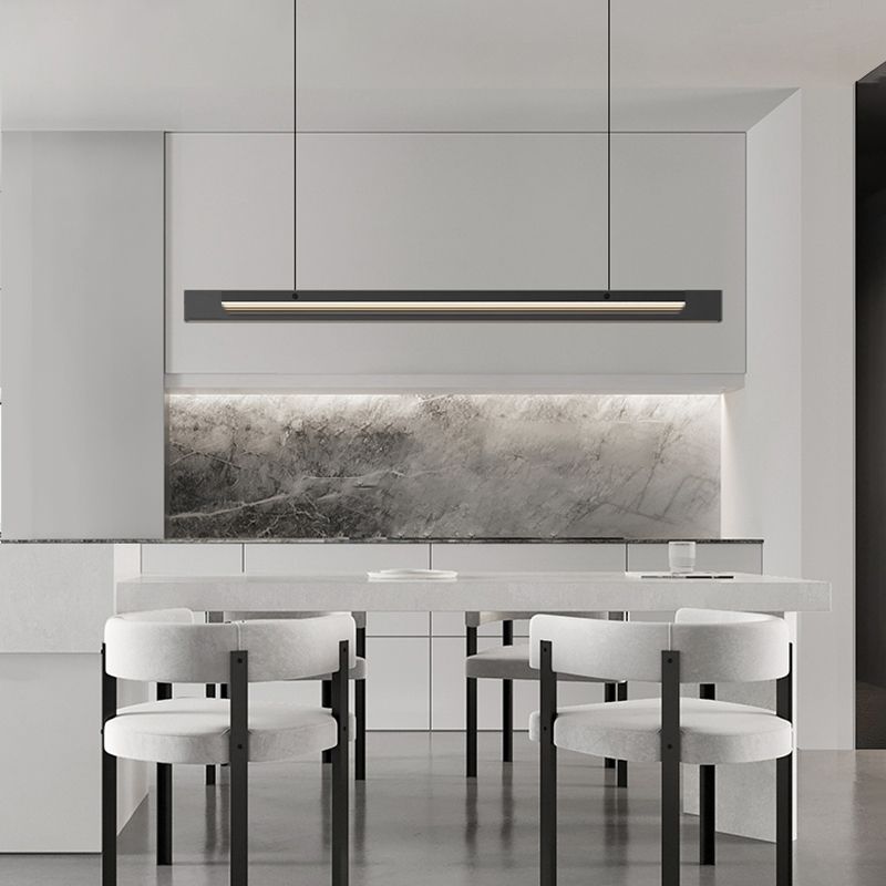 Modern Simple Island Lamp LED Island Hanging Lamp with Glass Shade for Dining Room