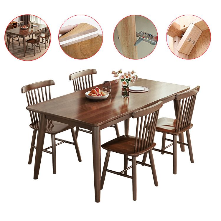 Minimalist Style Dining Table with Fixed Solid Wood Dining Table and Chairs for Home Use
