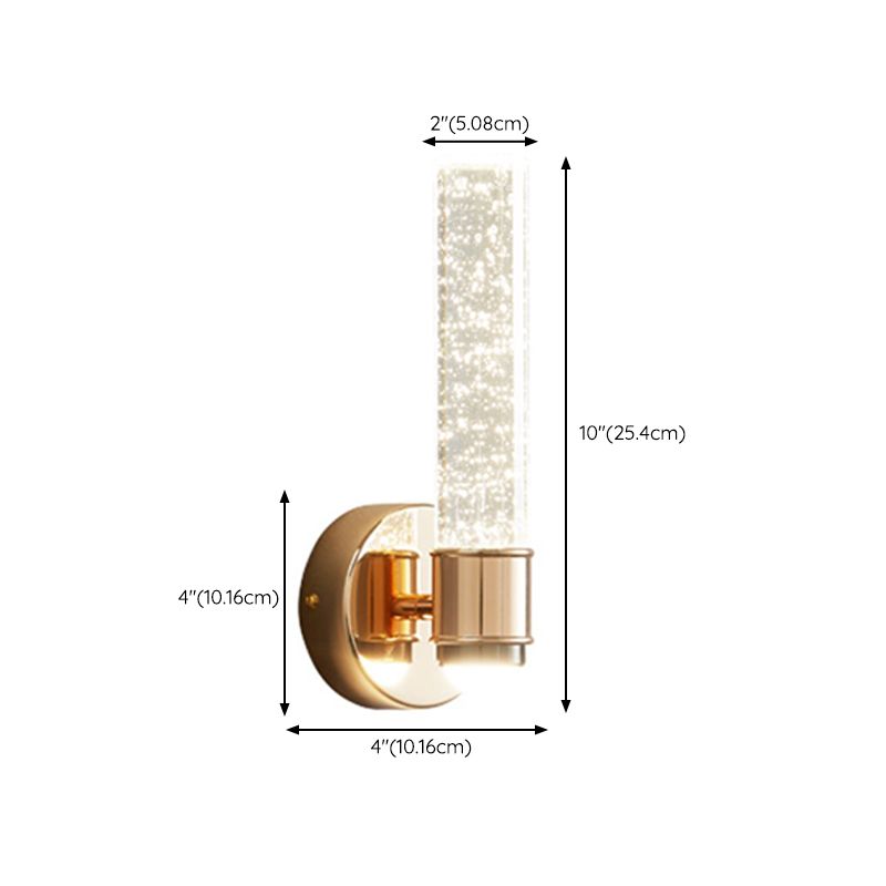 Modern Metal Wall Sconce Cylinder Shape Wall Light with Crystal Shade for Dining Room