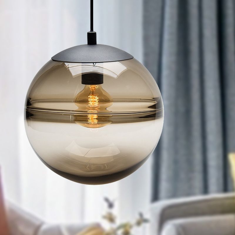 Globe Hanging Ceiling Light Contemporary Blue/Coffee Glass 1 Light Dining Room Pendant Light