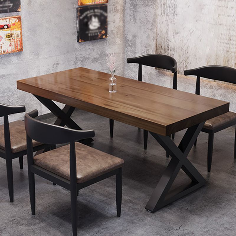 Mesa industrial de madera maciza para comedor, mesa de cocina, mesa con base de trineo rectangular para comedor