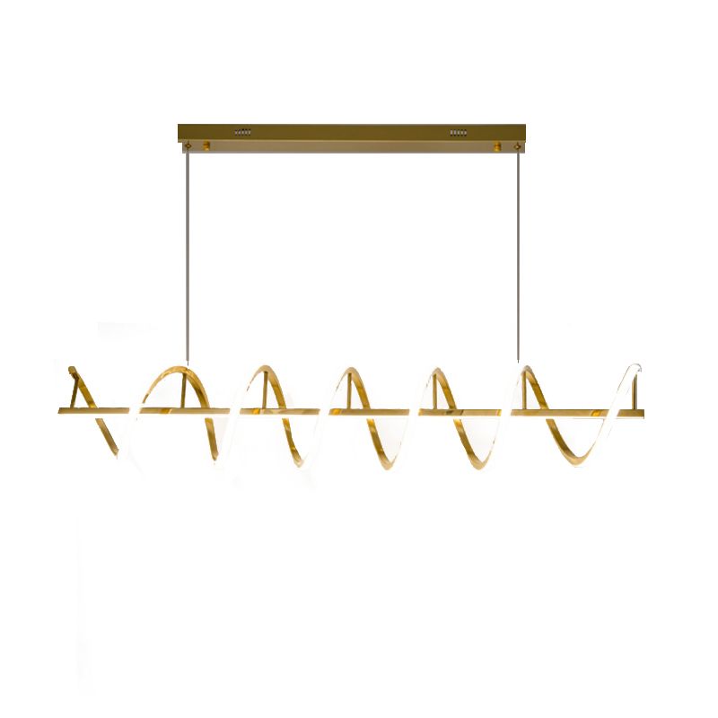 Minimalism Hanging Light Gold LED Island Light Fixture for Dining Room