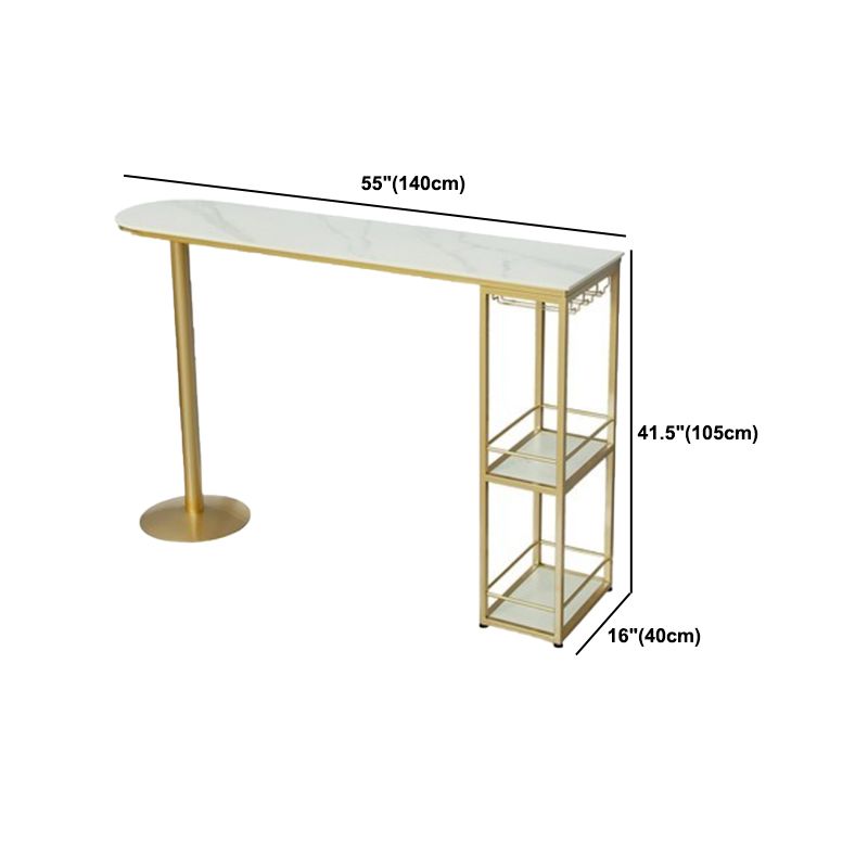Glam Oval Bar Pub Table Set 1/3 Pieces Stone Top Bar Stool and Table Set