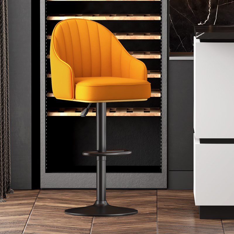 Scandinavian Swivel Adjustable Height Stool Faux Leather Bar Stool