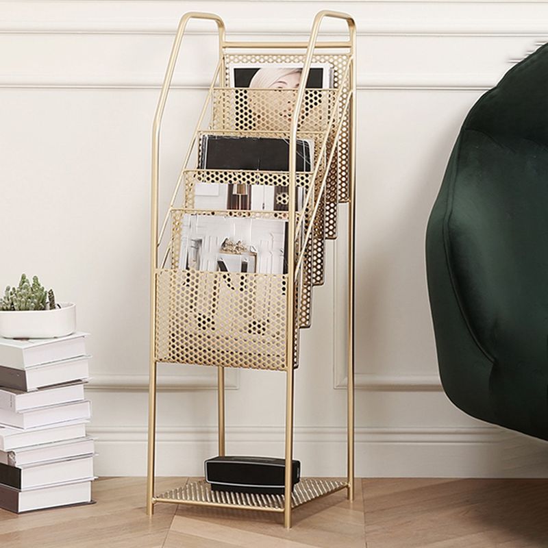 Modern Style Vertical Metal Bookshelf Closed Back Bookcase with Shelves