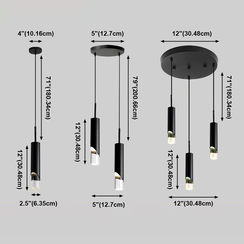 1 cylindre léger suspendu moderne simplicité suspension acrylique pour restaurants
