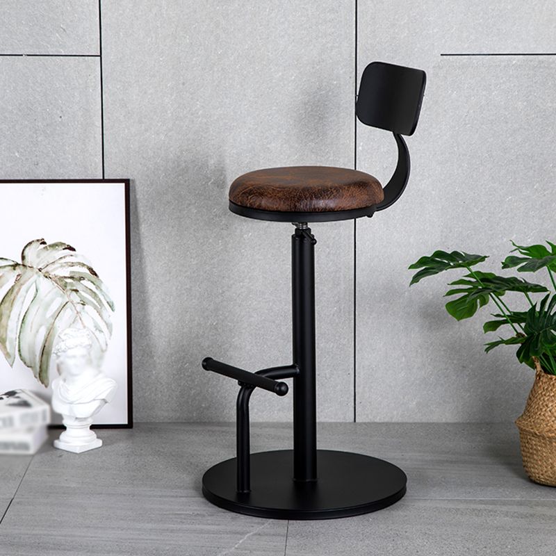 Industrial Metal Barstool Low Back Wood Counter Stool in Matte Finish