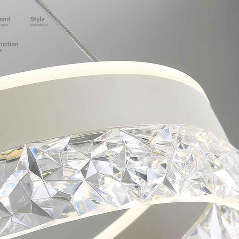 Modern Metal Chandelier Light Fixtures Round 1-Light Suspension Pendant Lamps with Acrylic Shade