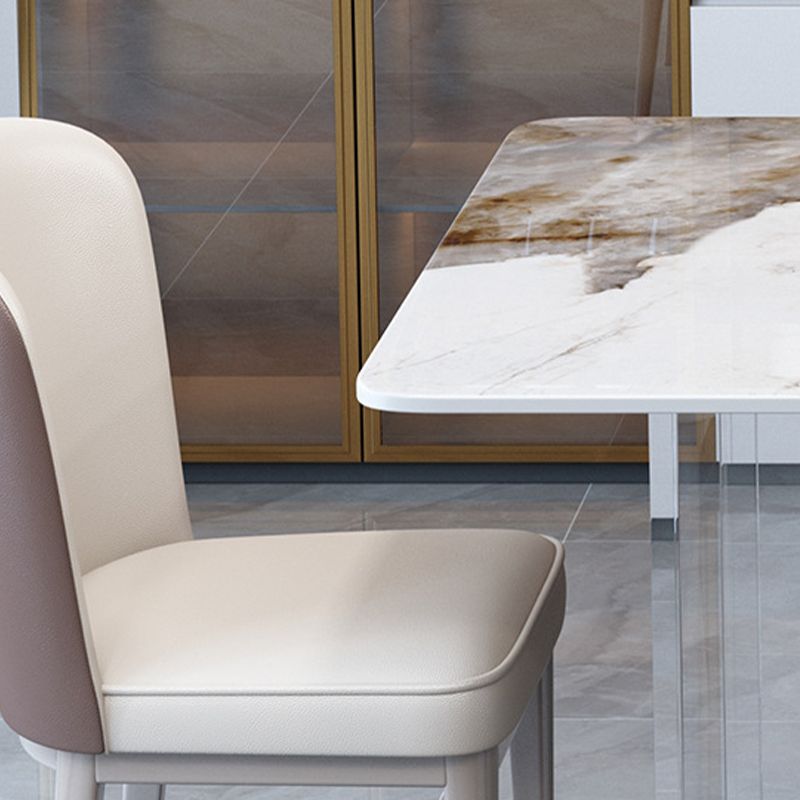 Mid-Century Dinette Table Rectangle Stone Dining Room Table for Home