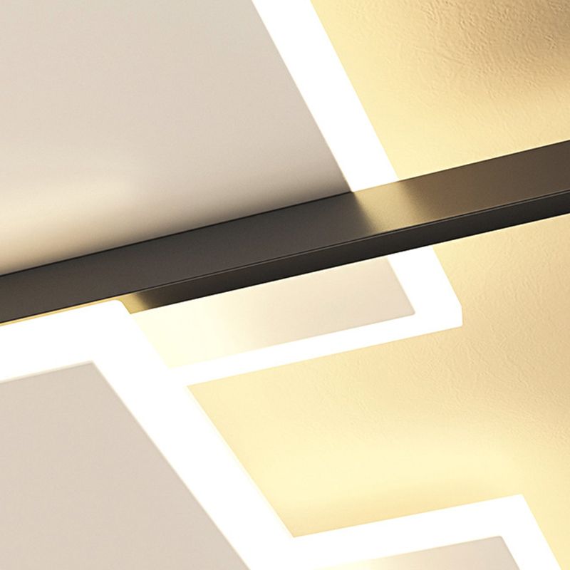 Lámpara de techo cuadrada, lámpara de techo LED de metal simple para dormitorio, montaje empotrado, color negro