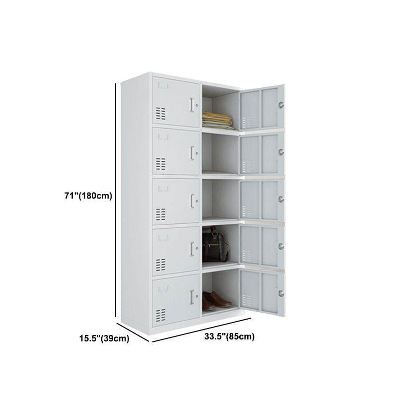 Modern Style Wardrobe Gray Colour Metal Wardrobe Closet with Locks