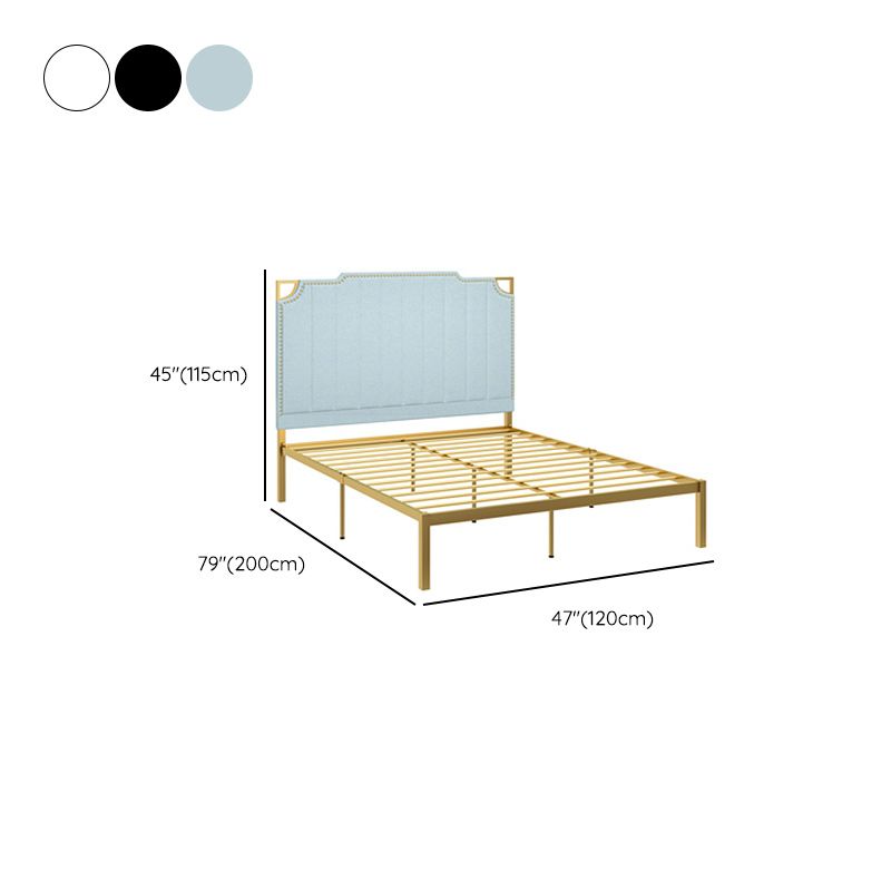 Contemporary Leather Bed Beige Upholstered Bed Frame with Nailhead Trim