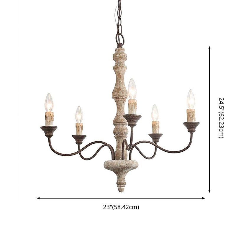 Chandelier de bougie blanche en détresse Style country françai