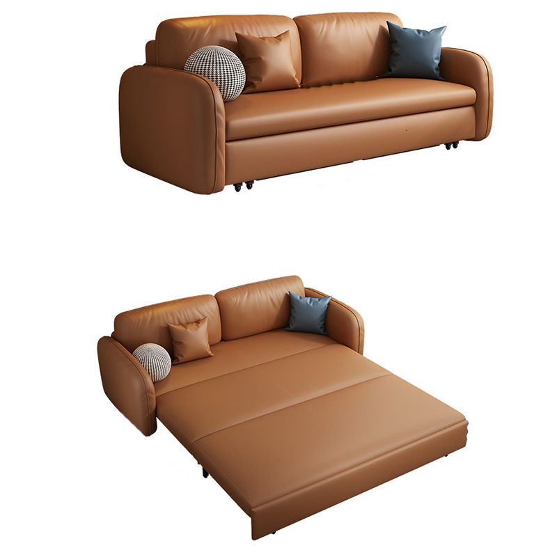 37.4" H Contemporary Faux Leather Square Arm Sofa Bed for Living Room