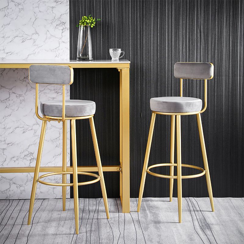 Scandinavian Upholstered Bar Stools Luxury Counter Stools with Metal Legs