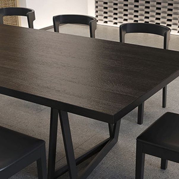 Industrial 1/2/7/9 Pieces Rectangle Dining Set Solid Wood Top Dining Table Set in Black