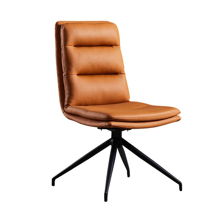 Contemporary Dining Room Side Chairs Matte Finish Leather Parsons Armless Chair