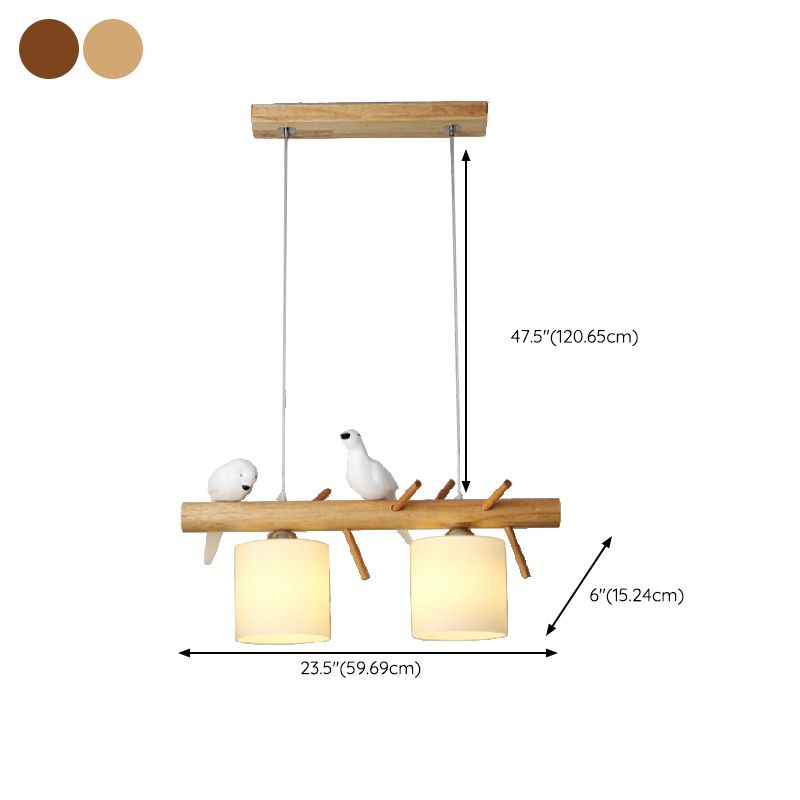 Modern Hanging Light Cylindrical Island Light Fixture with Glass for Dining Room