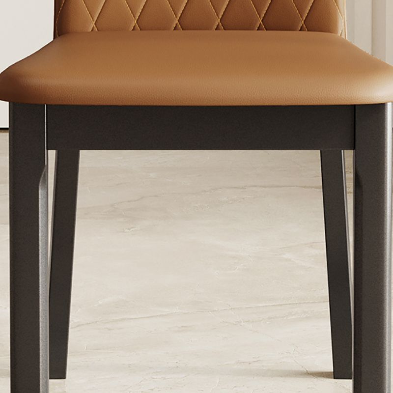Rubberwood Modern Dining Chair Faux Leather Solid Back Side Chair