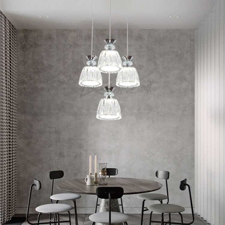 Glockenförmige Kristallcluster Anhänger moderne Chrom -LED -LED Hängende Licht für Esszimmer