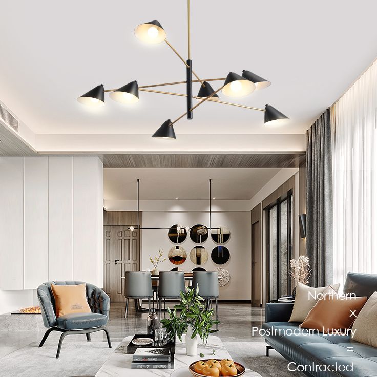 Sala da pranzo a sospensione Luce a sospensione semplice il lampadario nero apparecchiatura illuminazione con tonalità in metallo cono