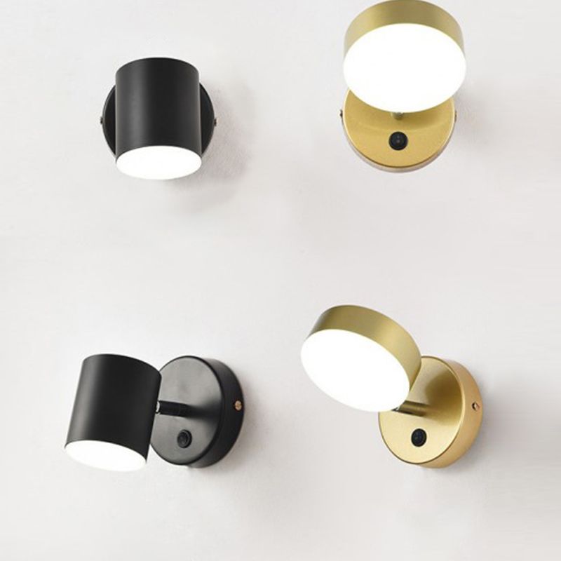 Moderne Stilzylinderwandmontage Lampe Metall 1 Lichtwandbeleuchtung Armaturen