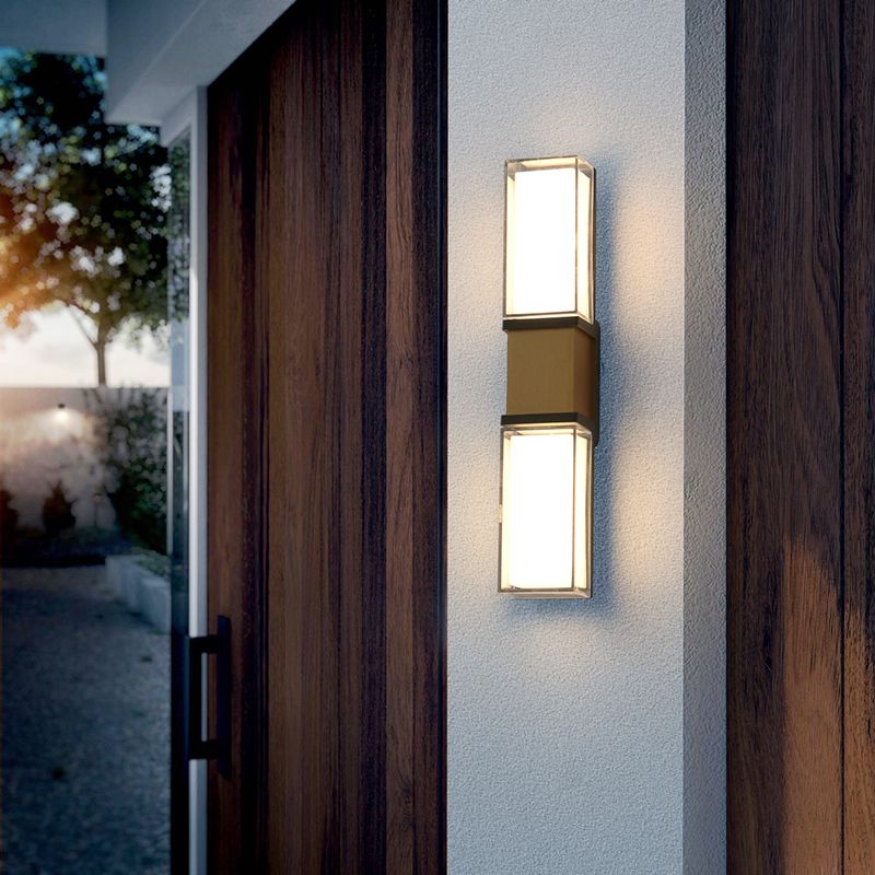 Modern Style Rectangle Shade Wall Sconce Acrylic 2 Lights Sconces for Bedroom