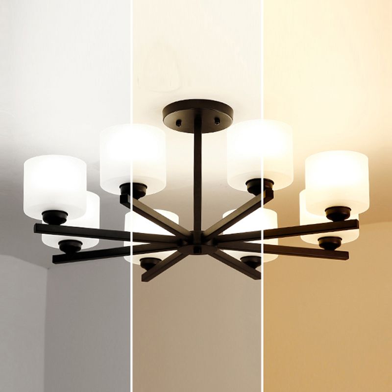 Cylinder Pendant Lights Modernism Glass Pendant Lighting Fixtures in Black