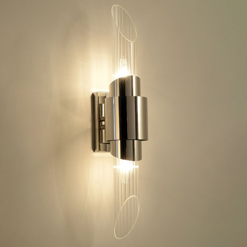 Lampada a muro a 2 luci in acciaio moderno in acciaio moderno a 2 luci moderno in acconciatura vetra