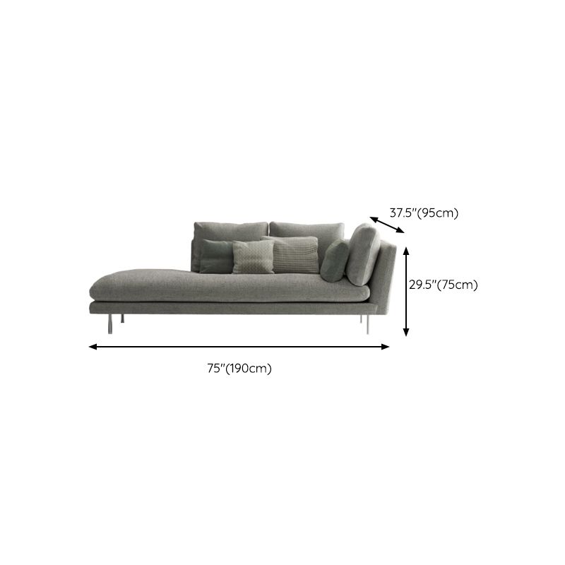 Contemporary Upholstered Cotton Blend Flared Arm Chaise Lounge in Gray