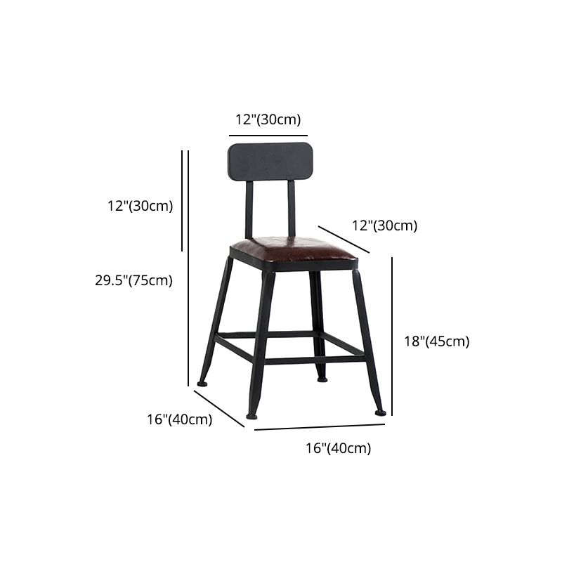 Industrial Leather Bar and Counter Stool Square Stool with 4 Legs