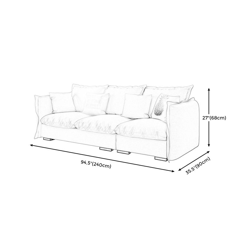 Nordic Square Arm Standard Sofa Beige Pillow Back Couch for Living Room