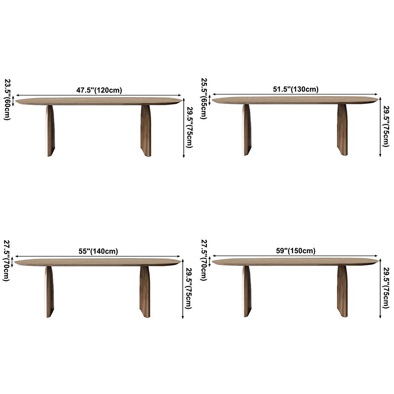 Table de bois massif en pin ovale table à manger moderne avec double piédestal pour restaurant