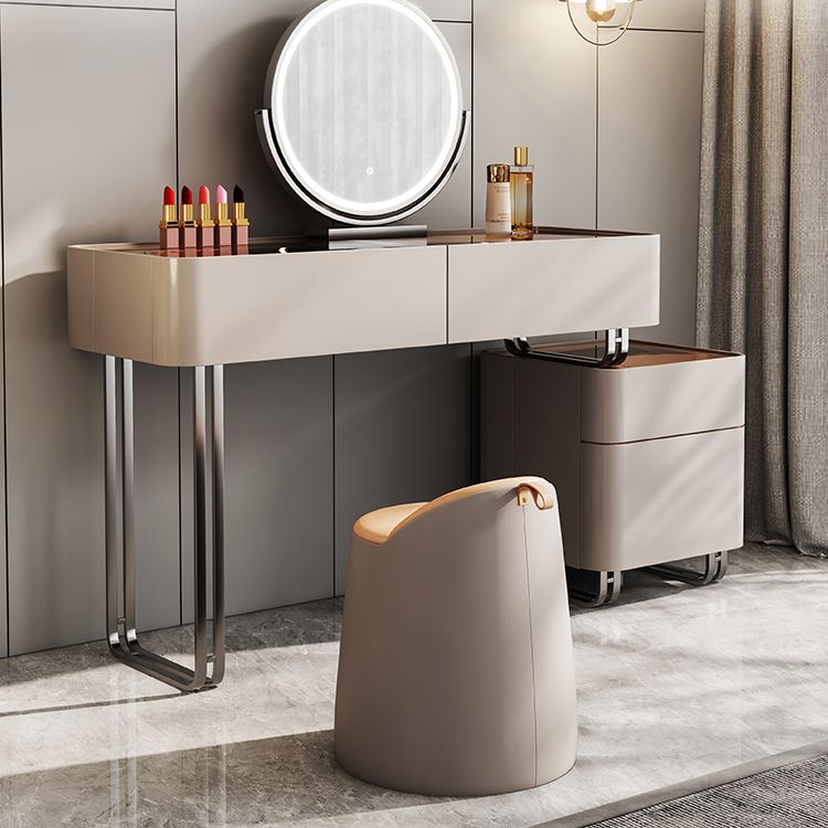 Vanity Mirrored Wood Dressing Table Glass Top Make-up Vanity